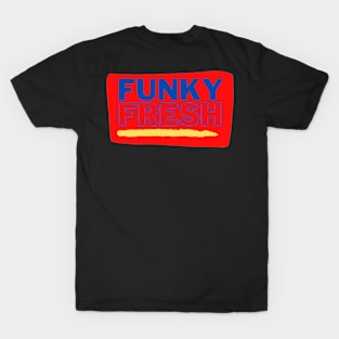 Funky Fresh Red Background Blue Letters T-Shirt